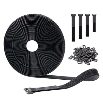 Afbeelding van GripZz Herbruikbare Klittenbanden 5m x 2cm, Verstelbare Kabelbinders met 25 Lussen, klittenband kabelbinders, Kabel Klittenband, Op Maat Te Knippen Band voor Kabelbeheer En Opslag