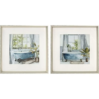 Afbeelding van Schilderij DKD Home Decor Badkamers (2 Stuks) (32 x 2,5 32 cm)