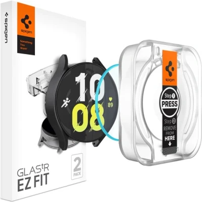 Afbeelding van 2 Pc Pack Screenprotectors Samsung Galaxy Watch 6 44 mm: Spigen EZ Fit GLAS.tR met applicator voor smartwatch