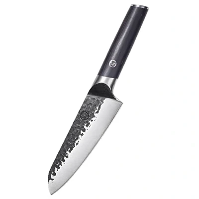 Afbeelding van MITSUMOTO SAKARI 17cm Santoku Mes, 3 Ply Hand Gesmeed Japans Scherp Keukenmes (Pakkawood Handvat en Geschenkdoos)