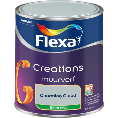 Afbeelding van flexa creations muurverf extra mat charming cloud 1 ltr