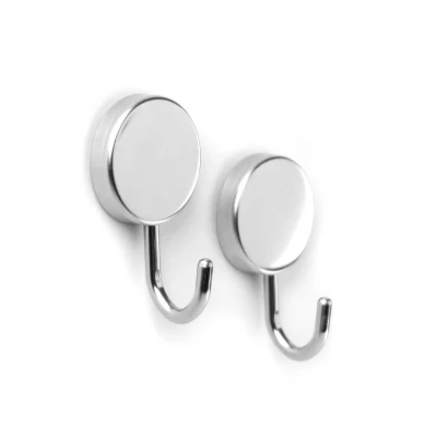 Afbeelding van Trendform Magneet Hook Mamba Set Van 2 Stuks Met Ophanghaakje EXTRA STERK Zilver 7x3x4cm