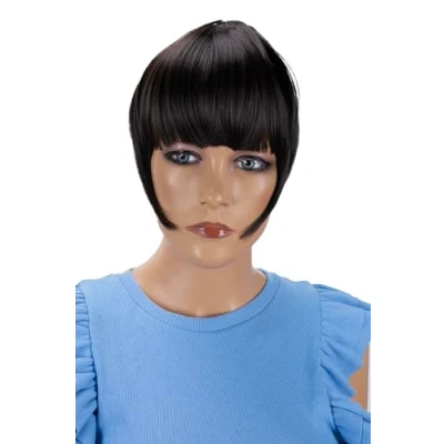 Afbeelding van CAISHA Clip In Verlenging Haarverlenging Pony Voorhoofd Franje Natuurlijk Haarstukje Brunette HF13 2