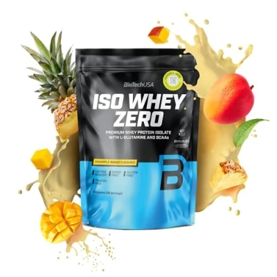 Afbeelding van BioTechUSA Iso Whey Zero Premium Protein Isolate Grass Fed Enzyme Free Sugar and Gluten free, 454 g, Ananas Mango