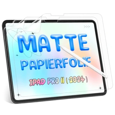 Afbeelding van 3 stuks papieren folie, compatibel met iPad Pro 11 inch M4 (2024), matte papierfolie, beschermfolie, displaybescherming, verblindingsvrij feel papier, PET screen protector voor