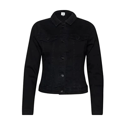Afbeelding van ICHI IHSTAMPE JA Jeansjack voor dames, denim overgangsjas met stretch en knopen, zwart (10011), 40