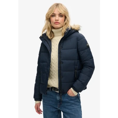 Afbeelding van Superdry Hooded MID Layer Winterjas, Dames, Maat: 36, Eclipse navy