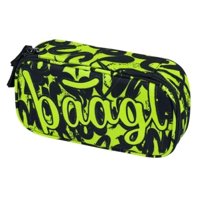 Afbeelding van Baagl Etui voor meisjes Schooletui schrijfwaren Schoolspullen pennenetui, jongens school, lime,