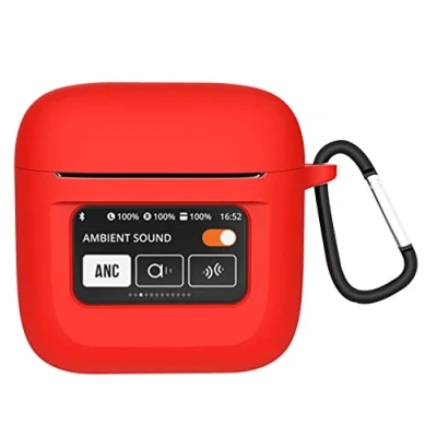 Afbeelding van GIOPUEY Cilicone hoes compatibel met JBL Tour Pro 2, ultradunne zachte hoes, slim fit, valbestendig, niet gemakkelijk vuil rood