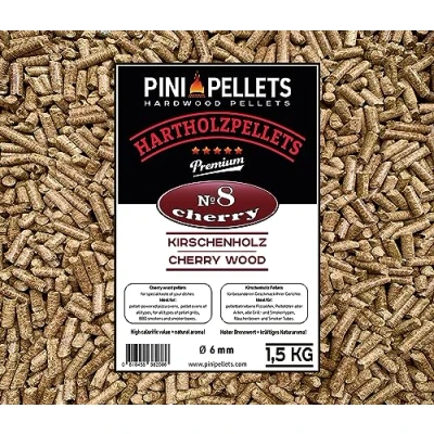 Afbeelding van PINI Grillpellets, 8 kers, 1,5 kg, BBQ, hardhouten pellets voor het grillen en roken