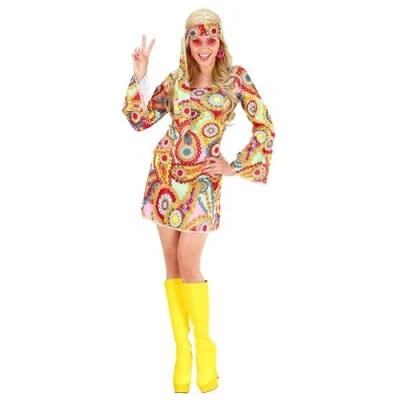 Afbeelding van Widmann Hippie Kostuum Meisje Vrouw Multicolor Medium Carnavalskleding Verkleedkleding