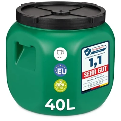 Afbeelding van Garronda 40L Kunststof Trommel Met Deksel Vat HDPE Voedselvat Tuin Hobbock Groen GD DOL Barrel Green