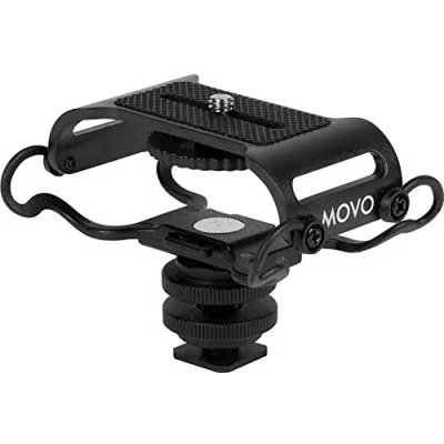Afbeelding van Movo SMM5 B universele microfoon en draagbare recorder schokbevestiging Past op de Zoom H1n, H2n, H4n, H5, H6, Tascam DR 40x, 05x, 07x anderen met een 1/4&quot; montageschroef (zwart)