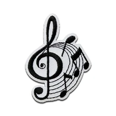 Afbeelding van Lapjes Appliqués Bladmuziek Opmerking Sleutelmuziek overdrukplaatjes opzetstukken Applicaties opnaaien opstrijken Lap Patches, Maat: 3,7 x 4,1 cm
