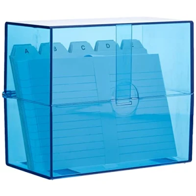 Afbeelding van WEDO 2506303 Systeembakjes van doorzichtig kunststof blauw, inclusief 100 indexkaarten (wit, gelinieerd) en register, 15,9 x 8,3 13,7 cm
