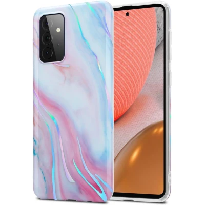 Afbeelding van Cadorabo Hoesje geschikt voor Samsung Galaxy A72 4G / 5G in Wit Roze Marmer No. 15 Beschermhoes gemaakt van TPU siliconen Case Cover met mozaïek motief