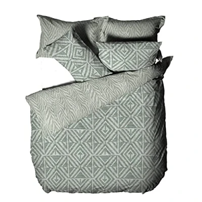 Afbeelding van furn. Tanza Dekbedovertrek en kussensloop set, salie, koning