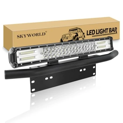 Afbeelding van SKYWORLD 20 inch 288W led Light Bar met 23 kentekenplaathouder Universeel Aluminium, rijverlichting werklampen mistlamp voor auto 4x4 suv Offroad vrachtwagens