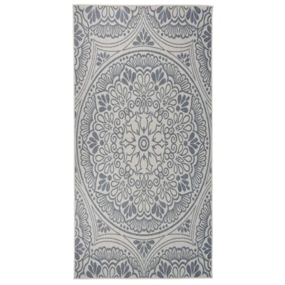 Afbeelding van Buitenkleed met patroon platgeweven 100x200 cm blauw