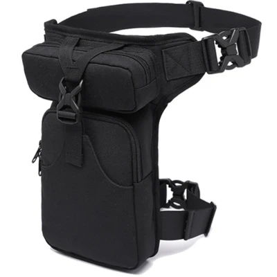 Afbeelding van Heuptas Beentas Motor Motortas Tactische Gereedschapstas Unisex Zwart Grote Capaciteit 16*5*29 cm 4 compartimenten Polyester