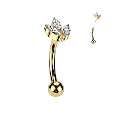 Afbeelding van Piercing curved titanium marquise goud