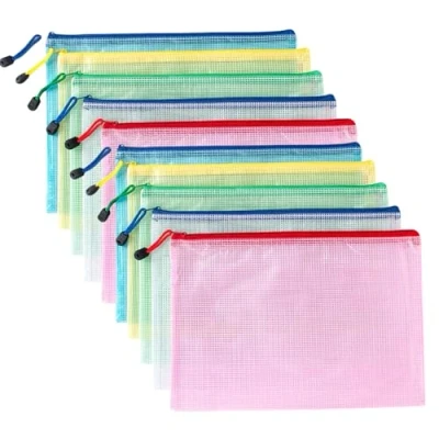 Afbeelding van A5 documententas met ritssluiting, PVC documentenmap, plastic map in 5 kleuren voor het opbergen van kleine voorwerpen, cosmetica, reisaccessoires enz. (pak 10)