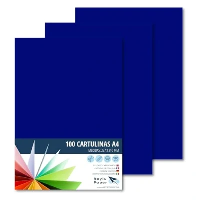 Afbeelding van Raylu Paper® A4 100 stuks blauw, 180 g 210 x 297 mm, ideaal voor boekbinders, kantoorwerk, tekenen, knutselen, geschikt school (blauw)