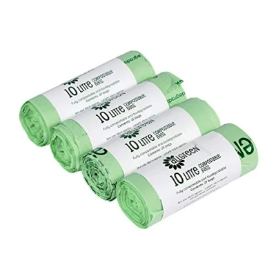 Afbeelding van 10 liter x 100 All Green Composteerbare Zakken Keuken Caddy Liner Voedselafval Bin Liners EN 13432 10L met Compostering Guide