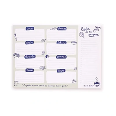 Afbeelding van Weekplanner voor maaltijden en boodschappenlijst, wekelijkse menuplanner, A4/90 g, 52 vellen