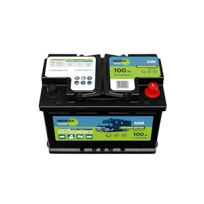 Afbeelding van AGM accu voor caravans, 12 V, 100 Ah, mobiel en stationair, beschermt tegen trillingen stoten