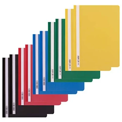 Afbeelding van D.RECT 10 stuks snelhechter karton (2 per kleur 5 x 2) kartonnen map A4 van kunststof met transparant voordeksel plastic PP folie ideaal voor kantoor en school