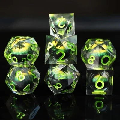Afbeelding van Elifel DND D &amp; dobbelstenen set 7 stuks kogel oculair schedelbeweging scherpe rand van hars voor kerkers en polyhedral vliegers Pathfinder RPG MTG met geschenkdoos