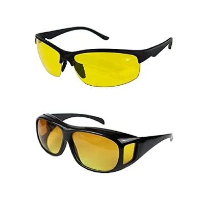 Afbeelding van Boolavard 2 Pack Nachtzicht Bril Voor Rijden Anti Glare Gepolariseerde Zonnebril Unisex UV400, Gele Lens, 55m