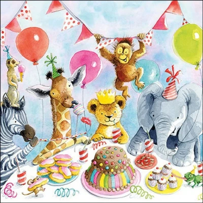 Afbeelding van Geschenkenlaantje Ambiente Lunch servetten Party animals Dieren 20