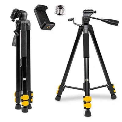 Afbeelding van KODAK PhotoGear 62&quot; lichtgewicht statief Compact 3 delige flip lock aluminium past 22&quot; 62&quot;, QuickRelease Plate, Smartphone Adapter &amp; 1/4&quot; tot 3/8&quot; schroef, bubble niveau, draagtas, e gids