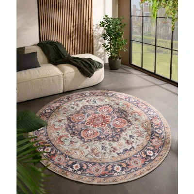 Afbeelding van Rond Vintage Buitenkleed Valenca Fino Groen/blauw 230 Cm