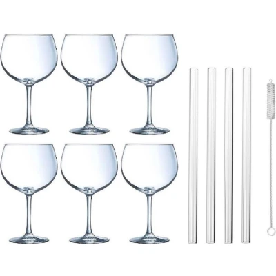 Afbeelding van 6x Gin Tonic / cocktail glazen 700 ml met rietjes Cocktailglazen