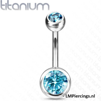 Afbeelding van Piercing titanium steen aqua groot