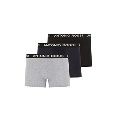 Afbeelding van FM London Antonio Rossi Fitted 3 PACK Onderbroeken, Heren, Maat: Small, Black/grey/navy with white writing