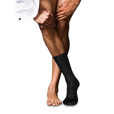 Afbeelding van FALKE Heren Sokken Highshine M SO Zijde Katoen Gedessineerd 1 Paar, Zwart (Black 3000), 41 42