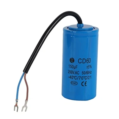 Afbeelding van Condensator, startcondensator, CD60 loopcondensator met draadtoevoerleiding, 250 V AC, 150 uF, 50/60 Hz, voor motorluchtcompressor