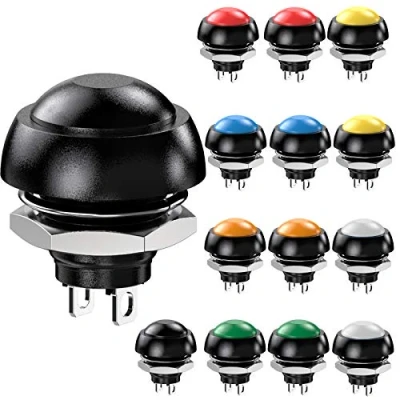 Afbeelding van CLDIY waterdichte Momentary Push Button Switch 12MM Normaal Open (NO) Mini Microschakelaar ON OFF 125V 3A 14 Stuks (7 Kleuren)