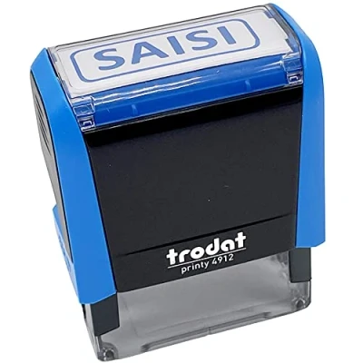 Afbeelding van Trodat x print 4912 navulbare automatische inktstempel, SAISI tekst, blauwe inkt, afdrukformaat 47 18 mm