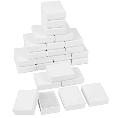 Afbeelding van Belle Vous Witte Hobby Karton Papieren Sieraden Doosjes (25 Pak) L5,7 x B4,5 H2,1 cm Katoen Gevulde Doos Set Ketting, Oorbellen, Armbanden &amp; Ringen