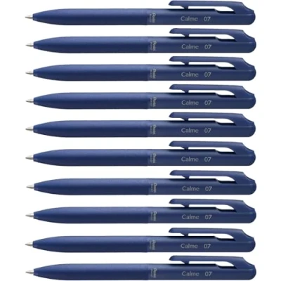 Afbeelding van Pentel BXA107C C Calme Balpen, duidelijk gedempt klikgeluid, greepzone in lederlook, navulbaar, bal 0,7 mm = lijndikte 0,35 mm, schrijfkleur blauw, 1VE=10 stuks