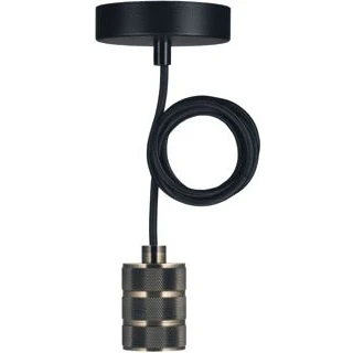 Afbeelding van Bailey hanglamp riga e27 antiek brons met 1 5m textielsnoer zwart 2x0 75mm2 en plafondkap clii max 60w 141471