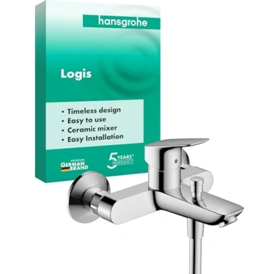 Afbeelding van Hansgrohe 09698 0 71400000 Logis opbouw eengreeps badmengkraan (voor 2 functies) chroom,Hard Graphite geborsteld