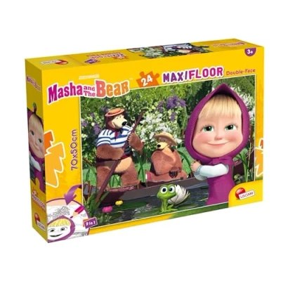 Afbeelding van LISCIANI Masha en de Beer MaxiVloer Puzzel 24 Stukjes Voor Kinderen vanaf 3 jaar 50x70 cm Grote met Dubbele Kleurplaat Ontwikkelt Denkvermogen Vaardigheid