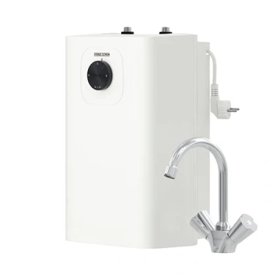 Afbeelding van Nieuwste generatie: STIEBEL ELTRON Kleine boiler SNU 5 Plus met keukenkraan WST W, zeer compact, antidruppel , thermostop functie, onderbouwboiler liter, lagedruk, stekker, 2 kW, 204974