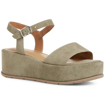 Afbeelding van Tamaris Sandalen met sleehak, Dames, Maat: 42, Sage suede Leer